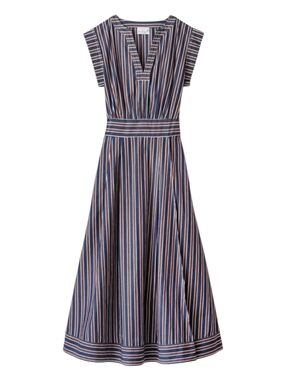Cartolina Nantucket Isadora Dress Navy Stripe Size Large